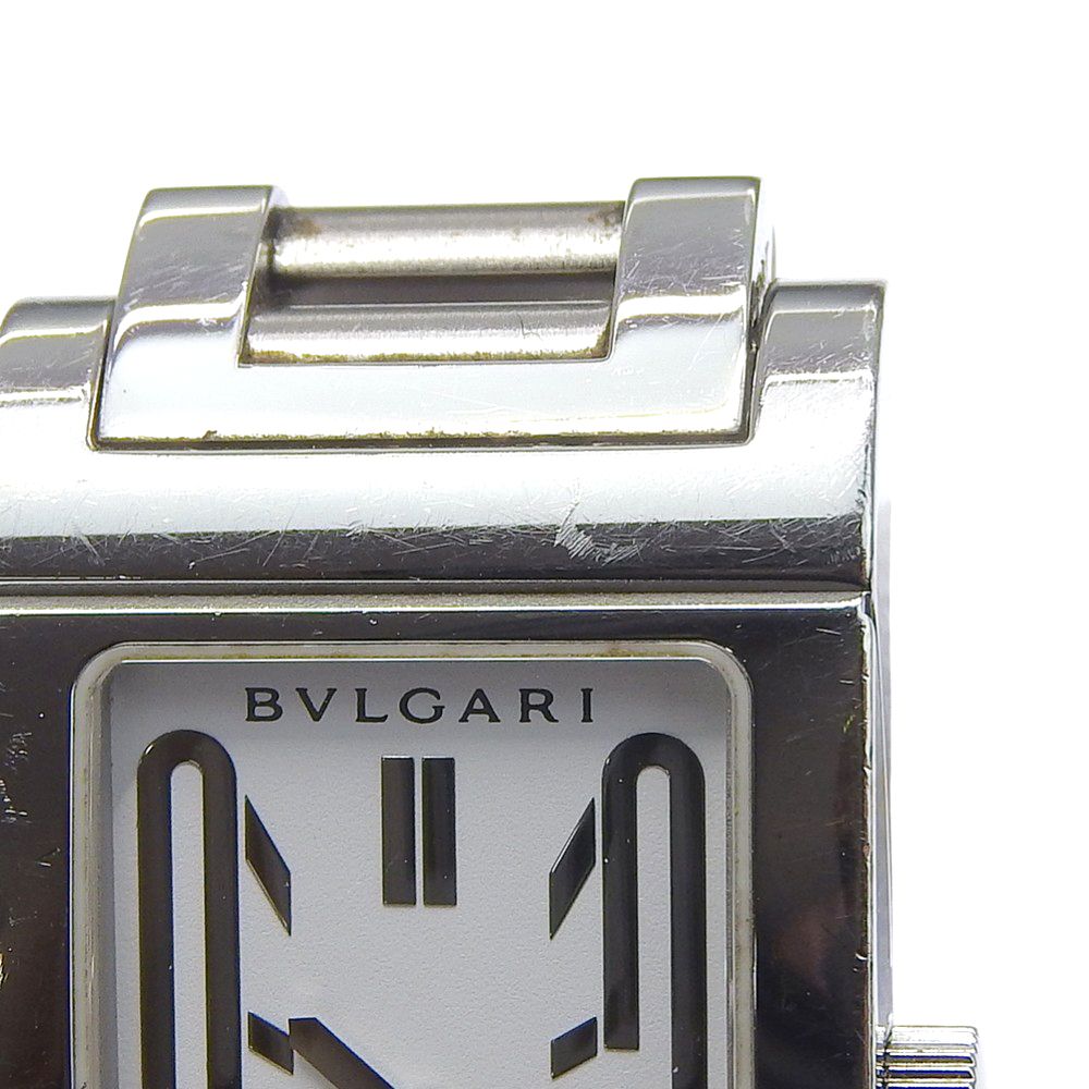 Bvlgari Rettangolo Stainless Steel Silver Quartz Analog Display White Dial Watch — view 6