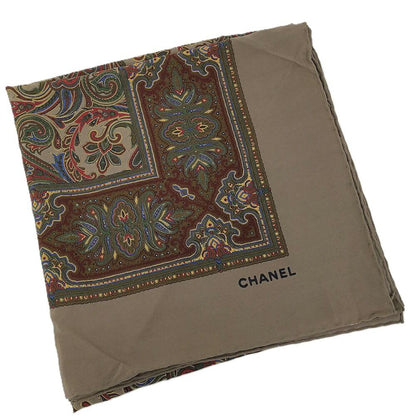 Chanel Large Scarf Paisley Pattern Silk Multicolor
