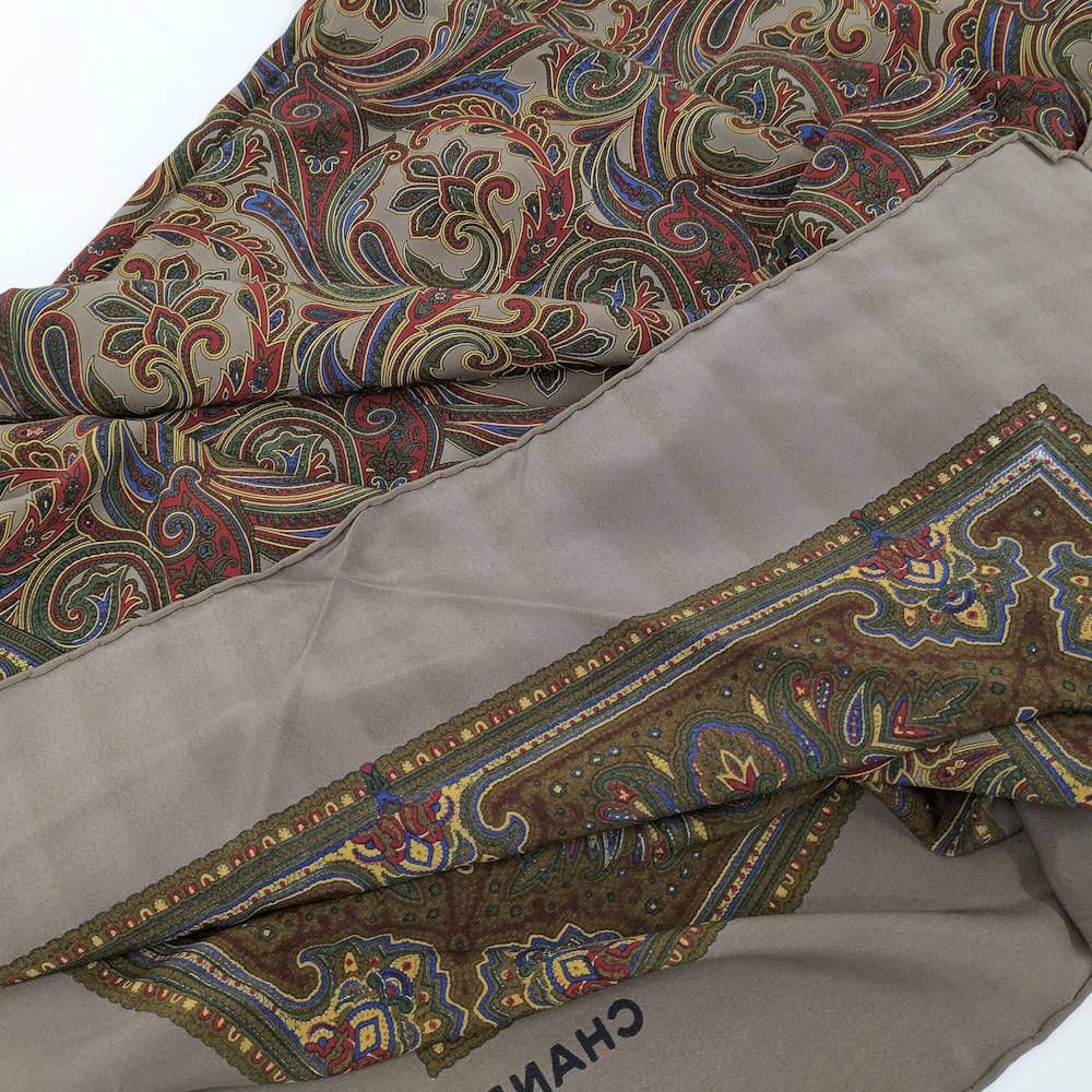 Chanel Large Scarf Paisley Pattern Silk Multicolor — view 9