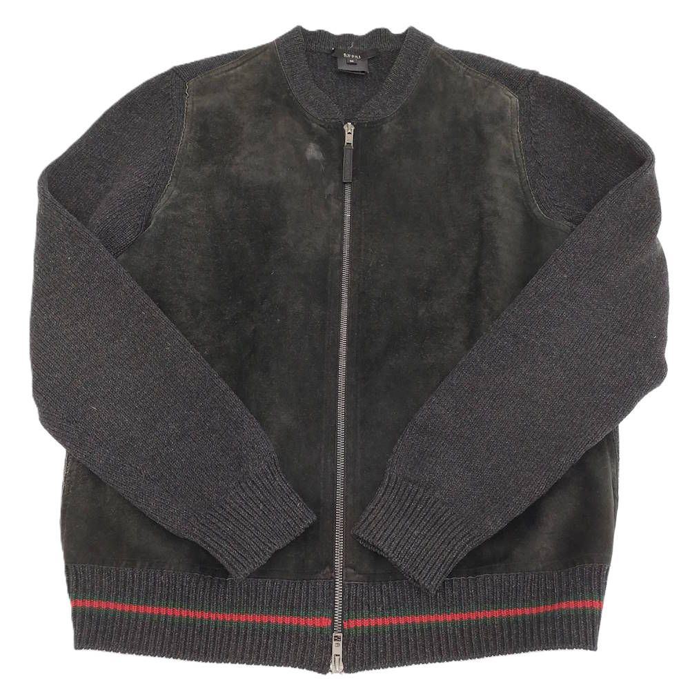 Gucci Jacket M Knit Suede Black