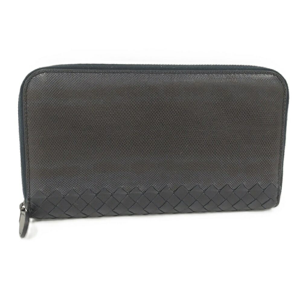 Bottega Veneta Wallet Intrecciato Shiny Karung Leather Black