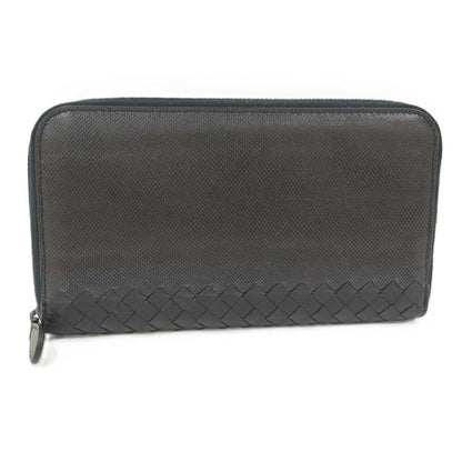 Bottega Veneta Wallet Intrecciato Shiny Karung Leather Black