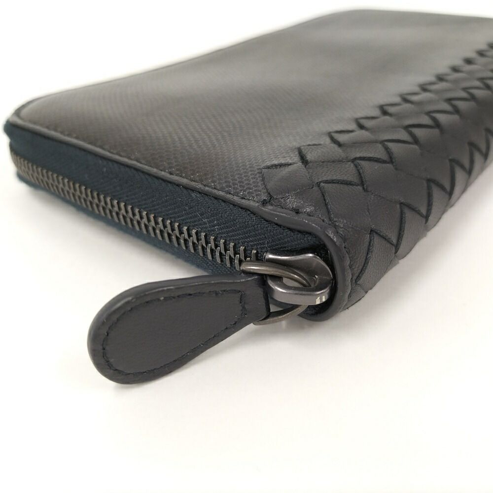 Bottega Veneta Wallet Intrecciato Shiny Karung Leather Black — view 4