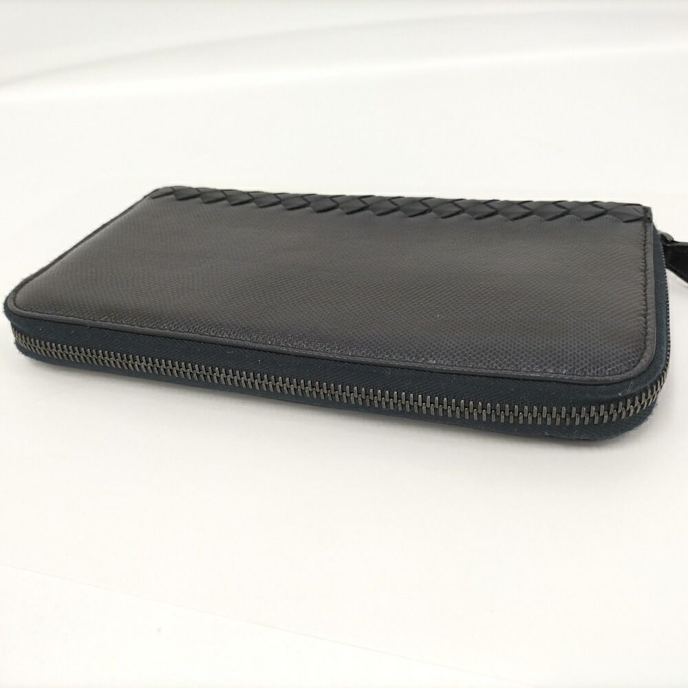 Bottega Veneta Wallet Intrecciato Shiny Karung Leather Black — view 7