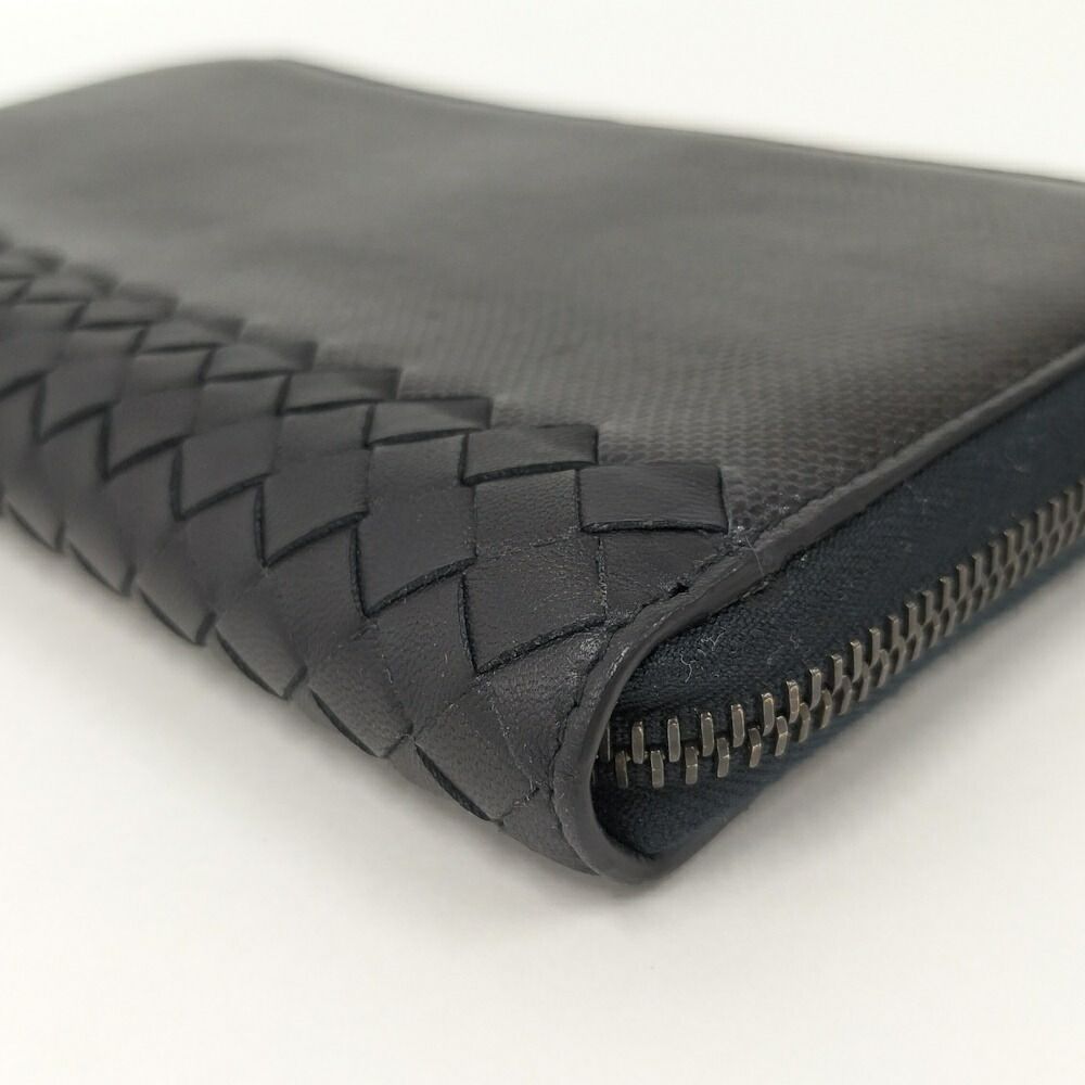 Bottega Veneta Wallet Intrecciato Shiny Karung Leather Black — view 5