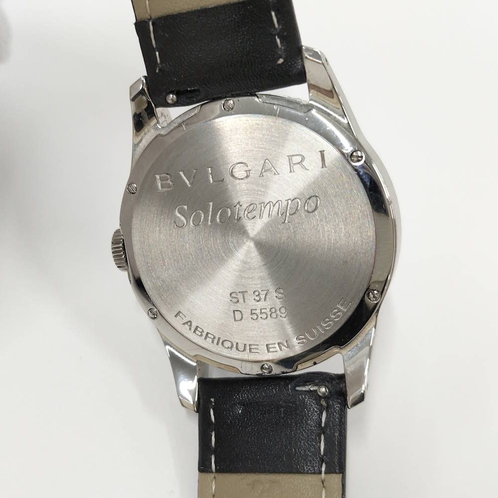 Bvlgari Watch Solo Tempo SS Leather External Quartz Silver Dial — view 9