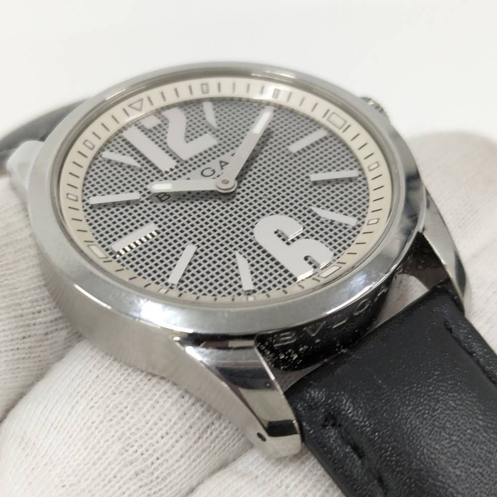 Bvlgari Watch Solo Tempo SS Leather External Quartz Silver Dial — view 8