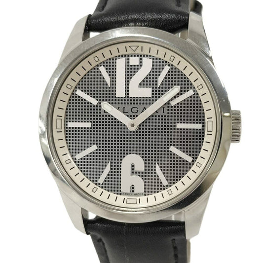 Bvlgari Watch Solo Tempo SS Leather External Quartz Silver Dial