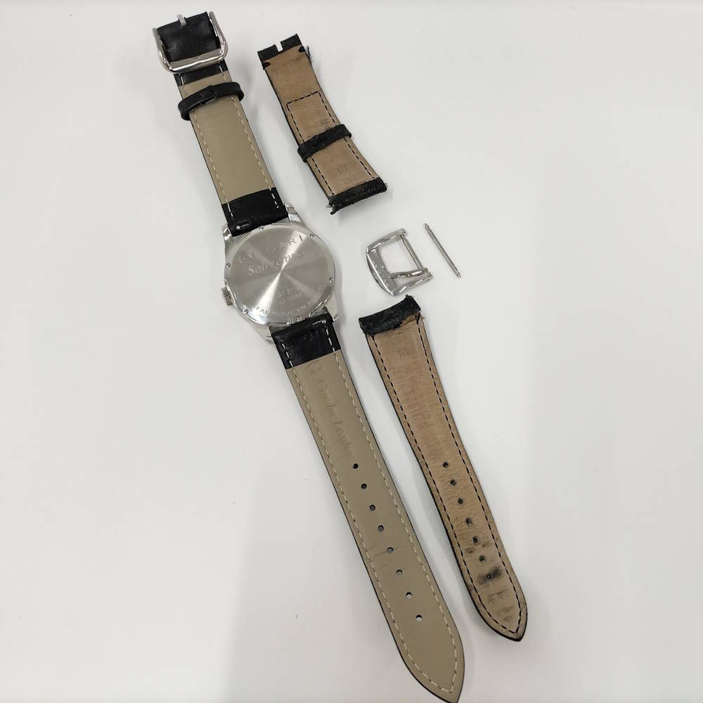 Bvlgari Watch Solo Tempo SS Leather External Quartz Silver Dial — view 6