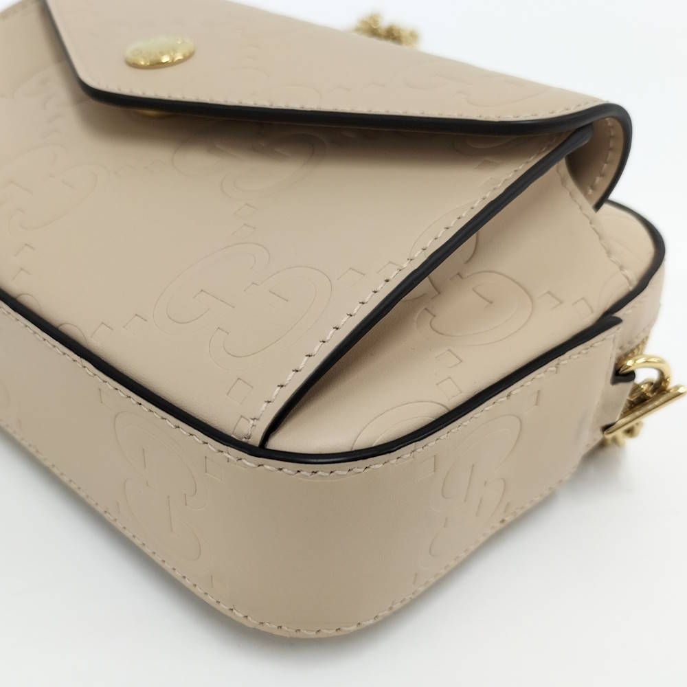 Gucci Chain Shoulder Bag Leather Beige — view 5