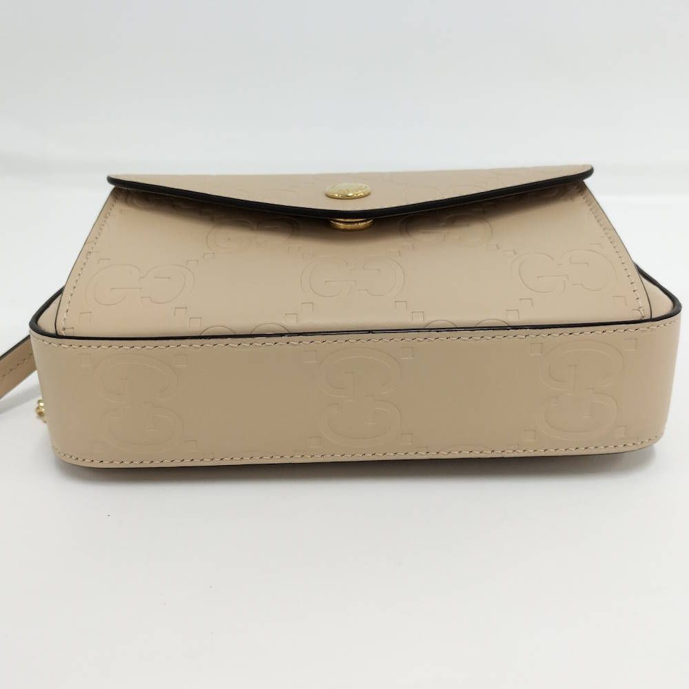 Gucci Chain Shoulder Bag Leather Beige — view 4