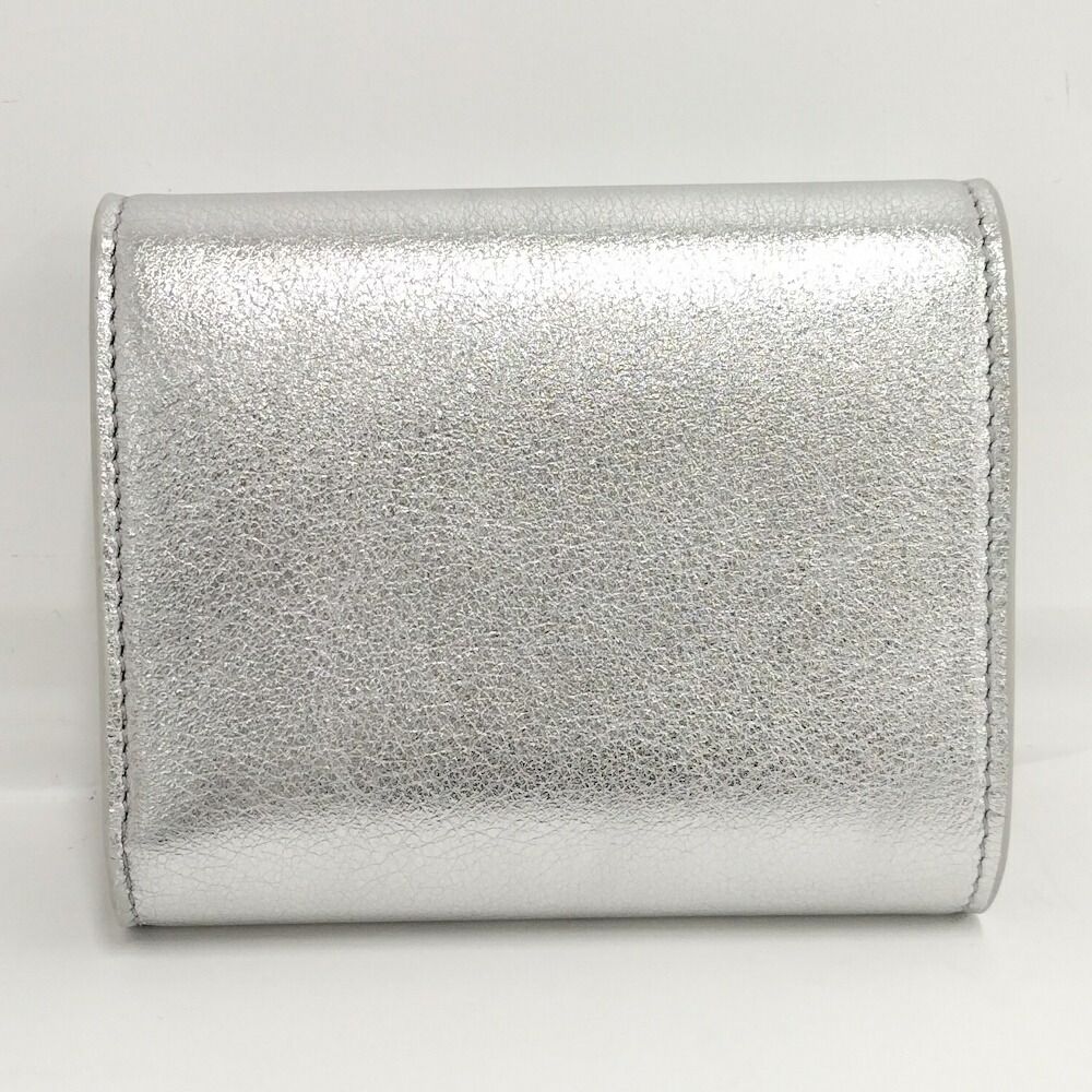 Celine Trifold Wallet Leather Silver — view 4