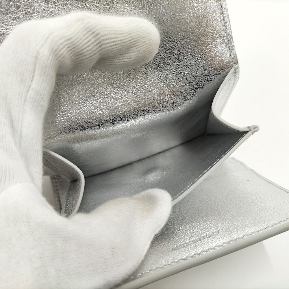 Celine Trifold Wallet Leather Silver — view 9