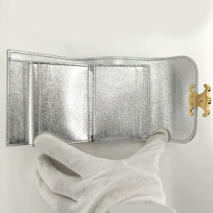 Celine Trifold Wallet Leather Silver — view 3