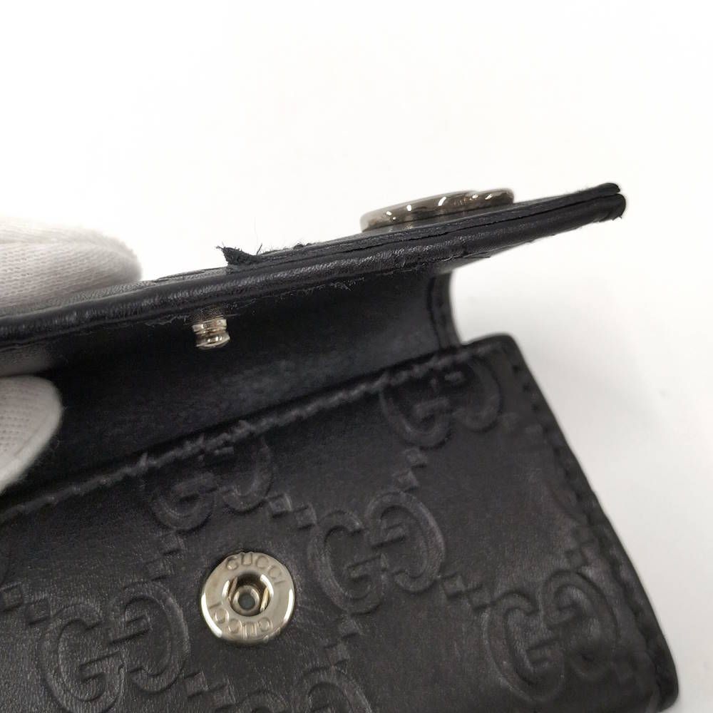 Gucci 6 Key Case Guccissima Interlocking GG Pattern Leather Black Key Holder — view 6