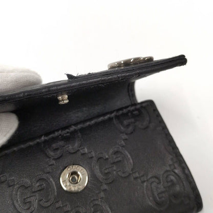 Gucci 6 Key Case Guccissima Interlocking GG Pattern Leather Black Key Holder — view 6