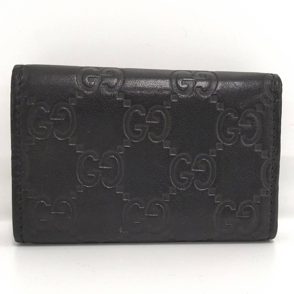 Gucci 6 Key Case Guccissima Interlocking GG Pattern Leather Black Key Holder — view 3