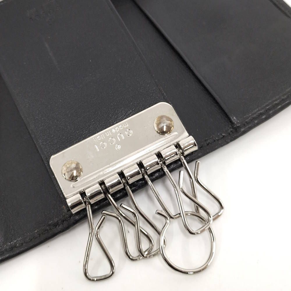 Gucci 6 Key Case Guccissima Interlocking GG Pattern Leather Black Key Holder — view 8