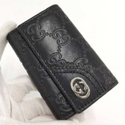 Gucci 6 Key Case Guccissima Interlocking GG Pattern Leather Black Key Holder — view 5