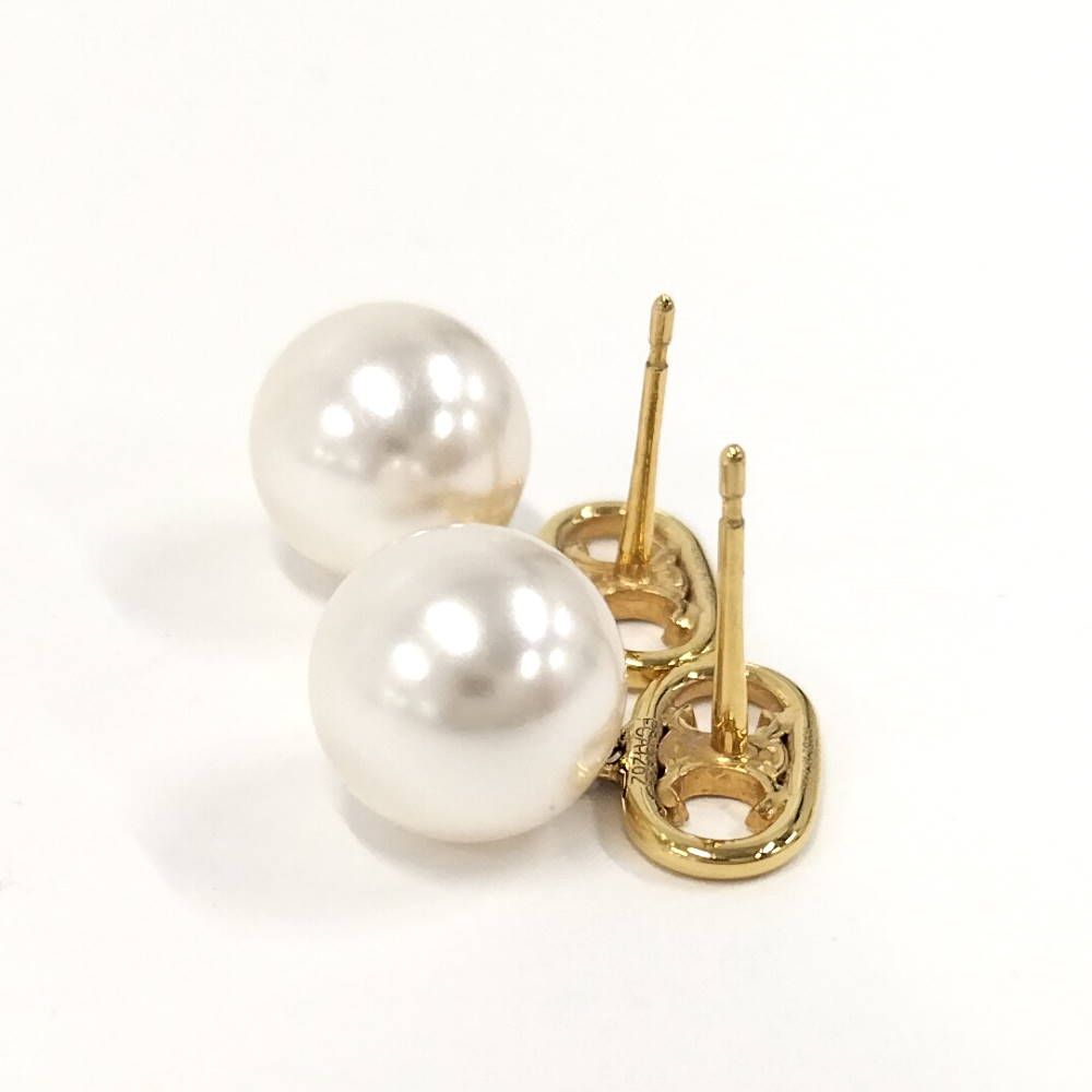 Celine Earrings Triomphe Faux Pearl Gold Plated — view 5