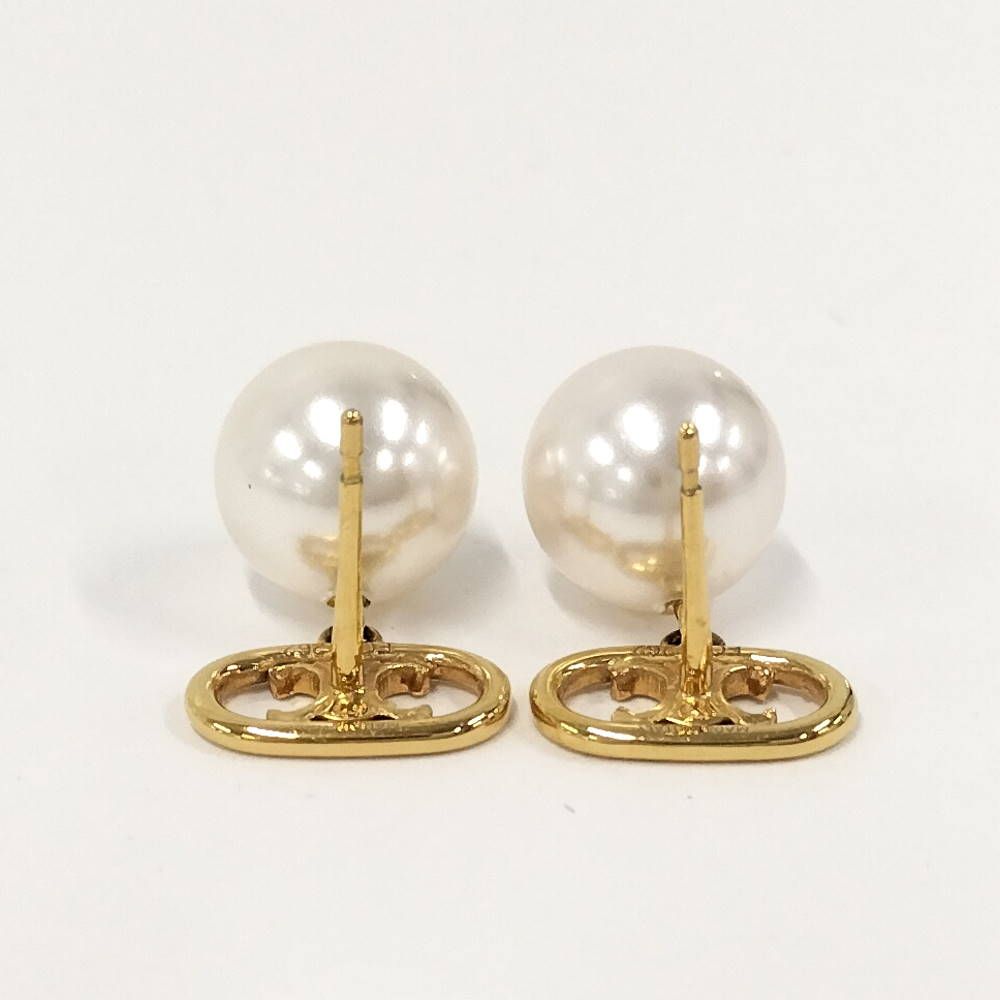 Celine Earrings Triomphe Faux Pearl Gold Plated — view 4