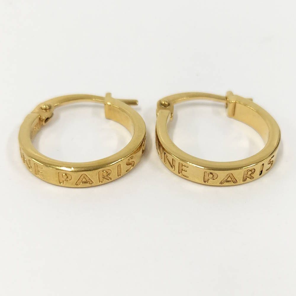 Celine Earrings Hoop Logo Plated Gold — view 3