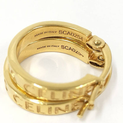 Celine Earrings Hoop Logo Plated Gold — view 7