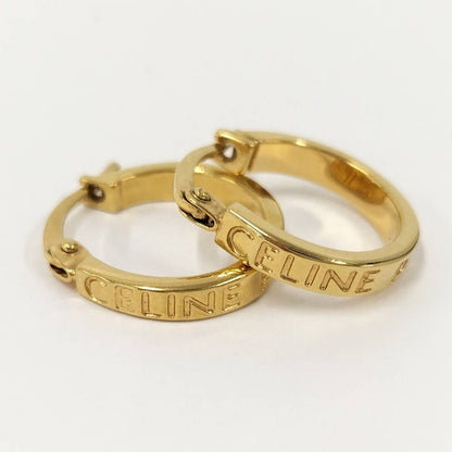 Celine Earrings Hoop Logo Plated Gold — view 2