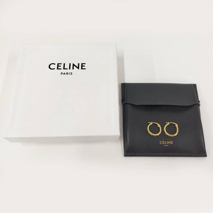 Celine Earrings Hoop Logo Plated Gold — view 8