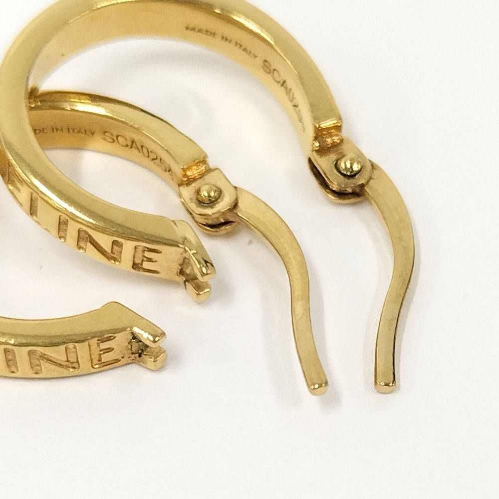 Celine Earrings Hoop Logo Plated Gold — view 6