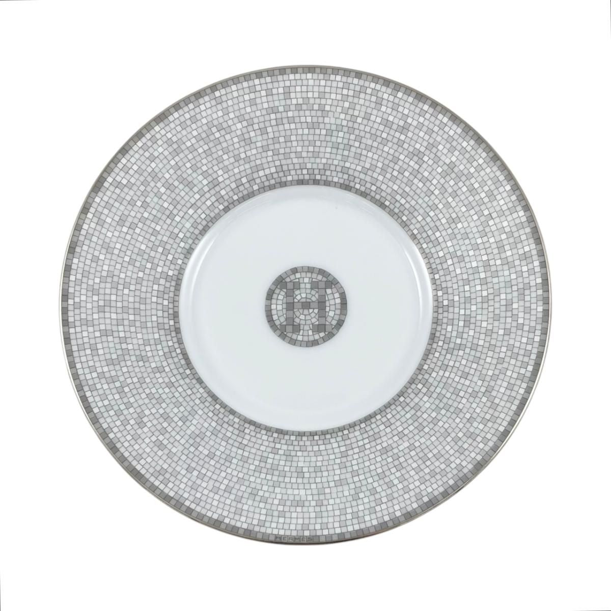 Hermes Tea Cup & Saucer Mosaic 24 Platinum Porcelain Gray White — view 8