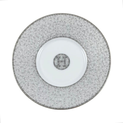 Hermes Tea Cup & Saucer Mosaic 24 Platinum Porcelain Gray White — view 8