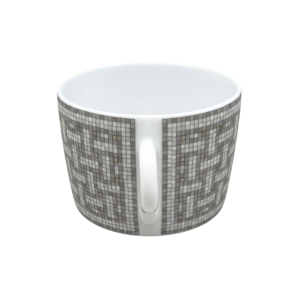Hermes Tea Cup & Saucer Mosaic 24 Platinum Porcelain Gray White — view 3