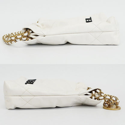 Chanel Ten 22 Mini 2-Way Shoulder Bag White Gold Shiny Calf Quilted — view 4