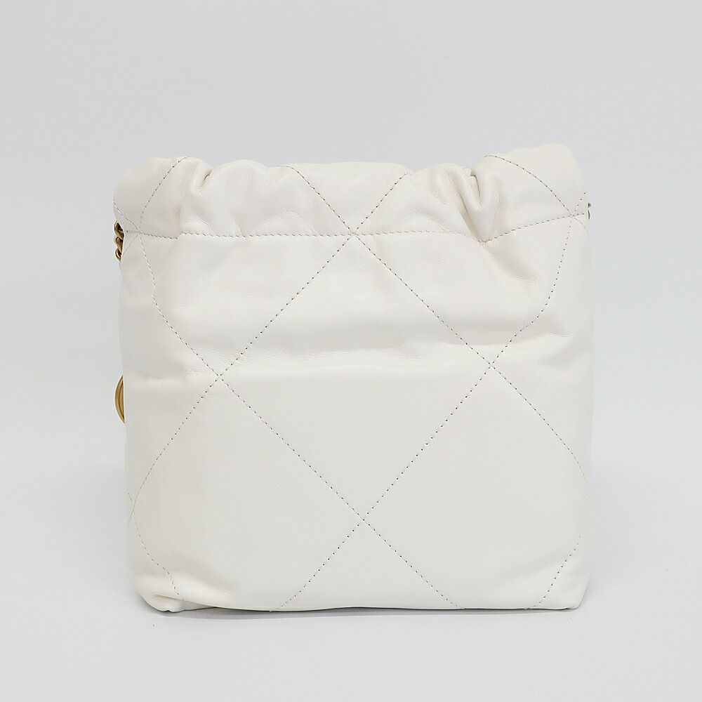 Chanel Ten 22 Mini 2-Way Shoulder Bag White Gold Shiny Calf Quilted — view 2