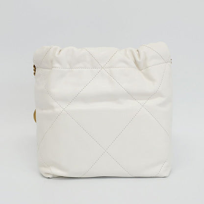 Chanel Ten 22 Mini 2-Way Shoulder Bag White Gold Shiny Calf Quilted — view 2