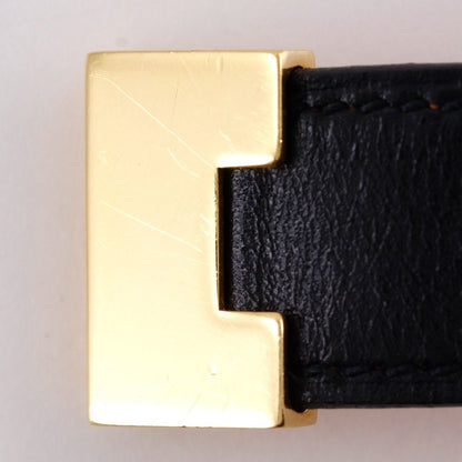 Hermes Roulis Reversible Leather Gold Plated Black Orange Bracelet — view 8