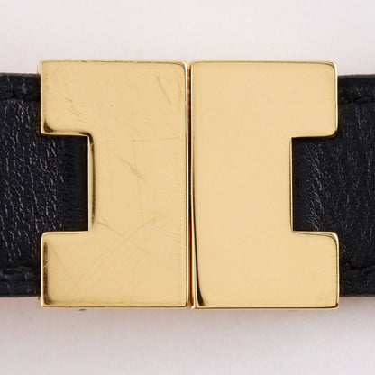 Hermes Roulis Reversible Leather Gold Plated Black Orange Bracelet — view 7
