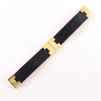 Hermes Roulis Reversible Leather Gold Plated Black Orange Bracelet — view 5