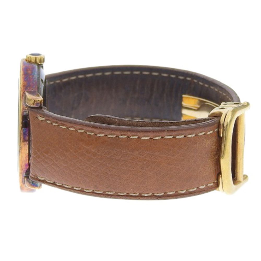 Cartier Mastrond 925 Sterling Silver Leather Gold Quartz Analog Display White — view 4