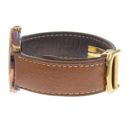 Cartier Mastrond 925 Sterling Silver Leather Gold Quartz Analog Display White — view 4