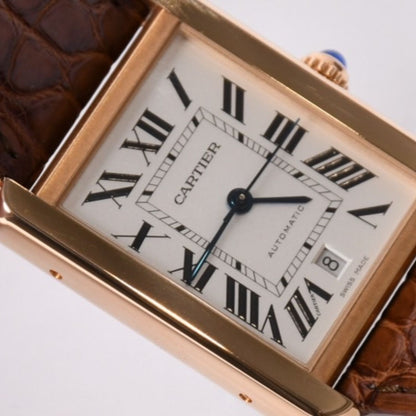 Cartier Tank Solo XL Watch 18k Pink Gold Automatic White Dial — view 5