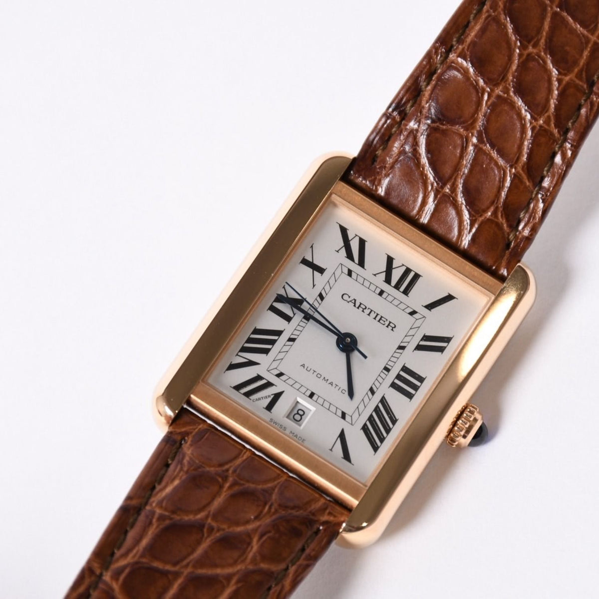 Cartier Tank Solo XL Watch 18k Pink Gold Automatic White Dial — view 4
