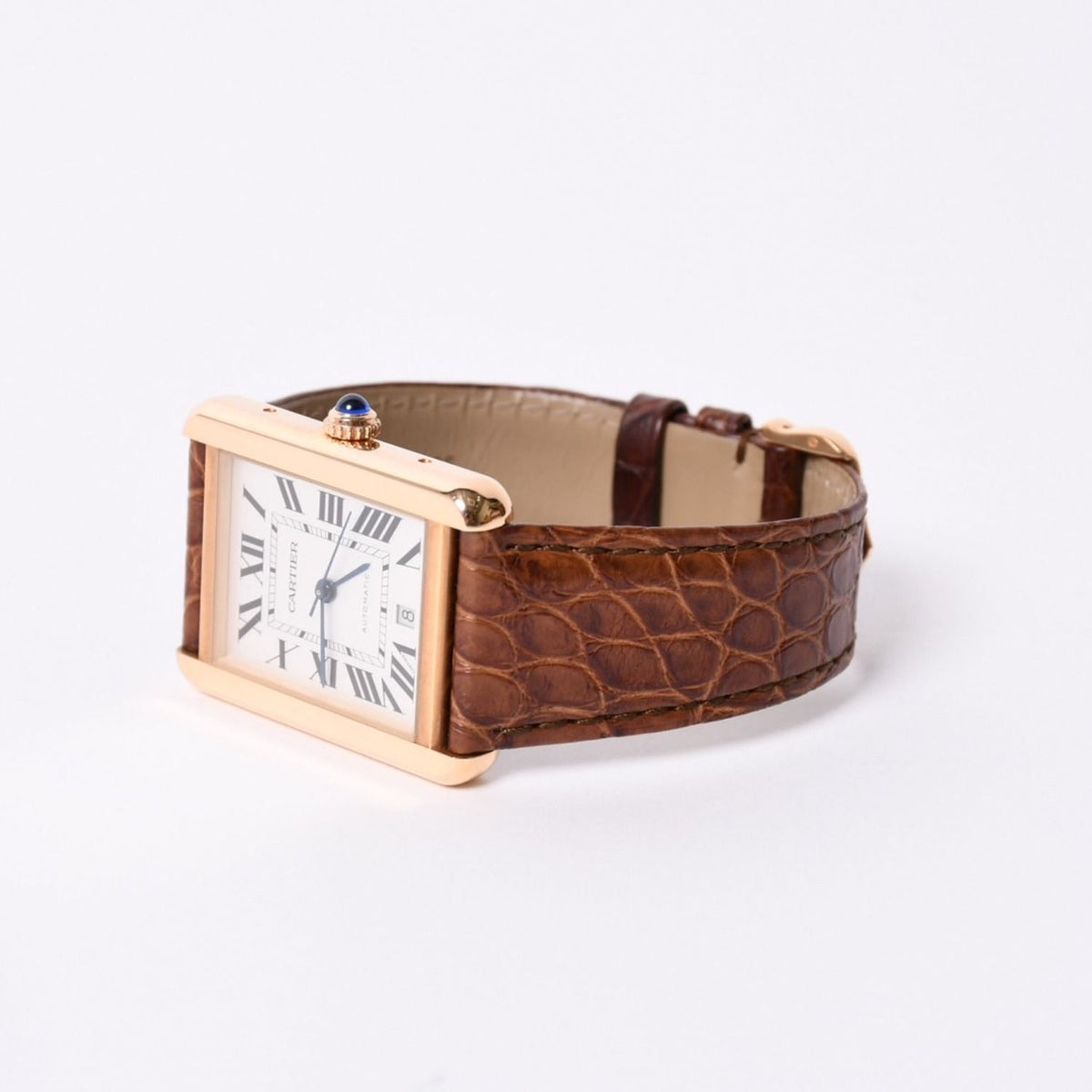 Cartier Tank Solo XL Watch 18k Pink Gold Automatic White Dial — view 6