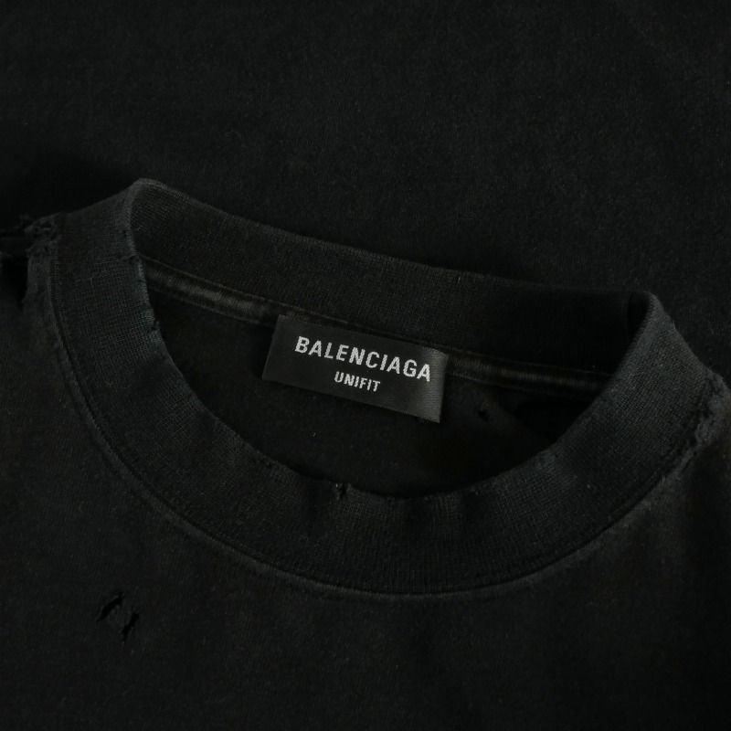 Balenciaga Distressed Print Long Sleeve T-Shirt L Black — view 8