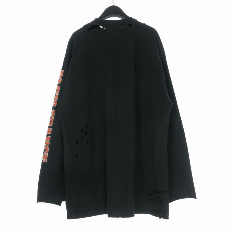 Balenciaga Distressed Print Long Sleeve T-Shirt L Black — view 2