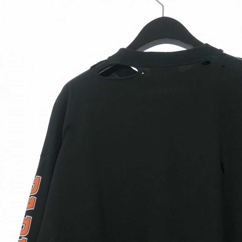 Balenciaga Distressed Print Long Sleeve T-Shirt L Black — view 6