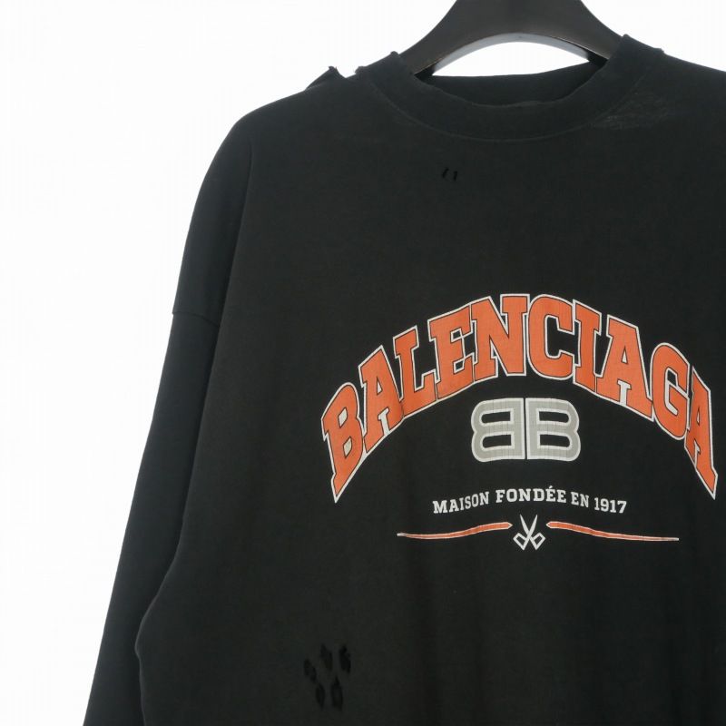 Balenciaga Distressed Print Long Sleeve T-Shirt L Black — view 3