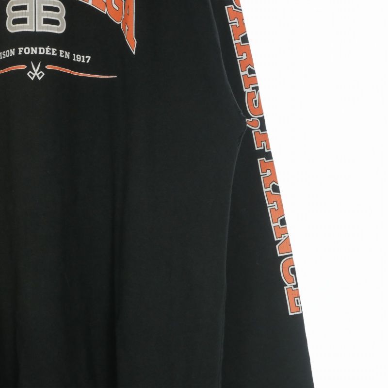 Balenciaga Distressed Print Long Sleeve T-Shirt L Black — view 4