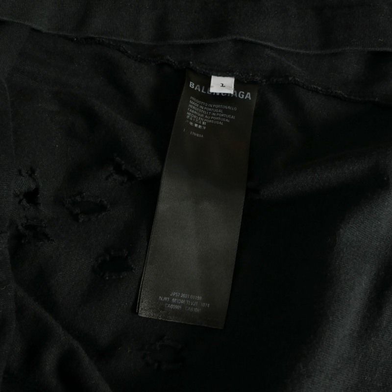 Balenciaga Distressed Print Long Sleeve T-Shirt L Black — view 9